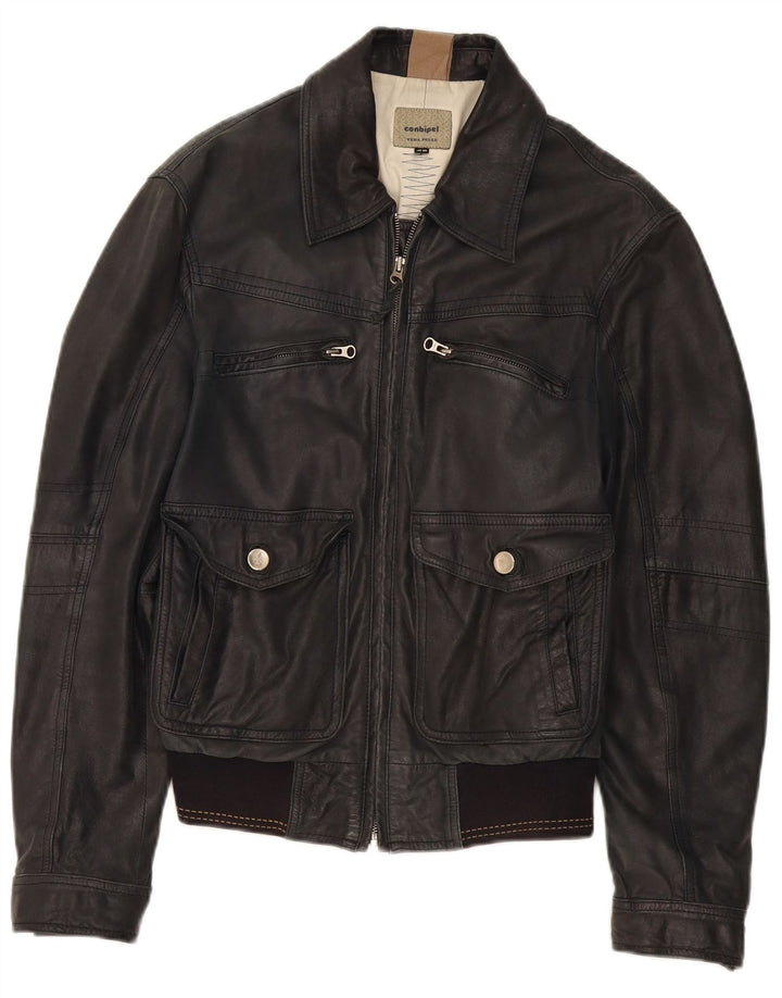 Conbipel Herre Bomber Læderjakke IT 48 Medium Sort Læder