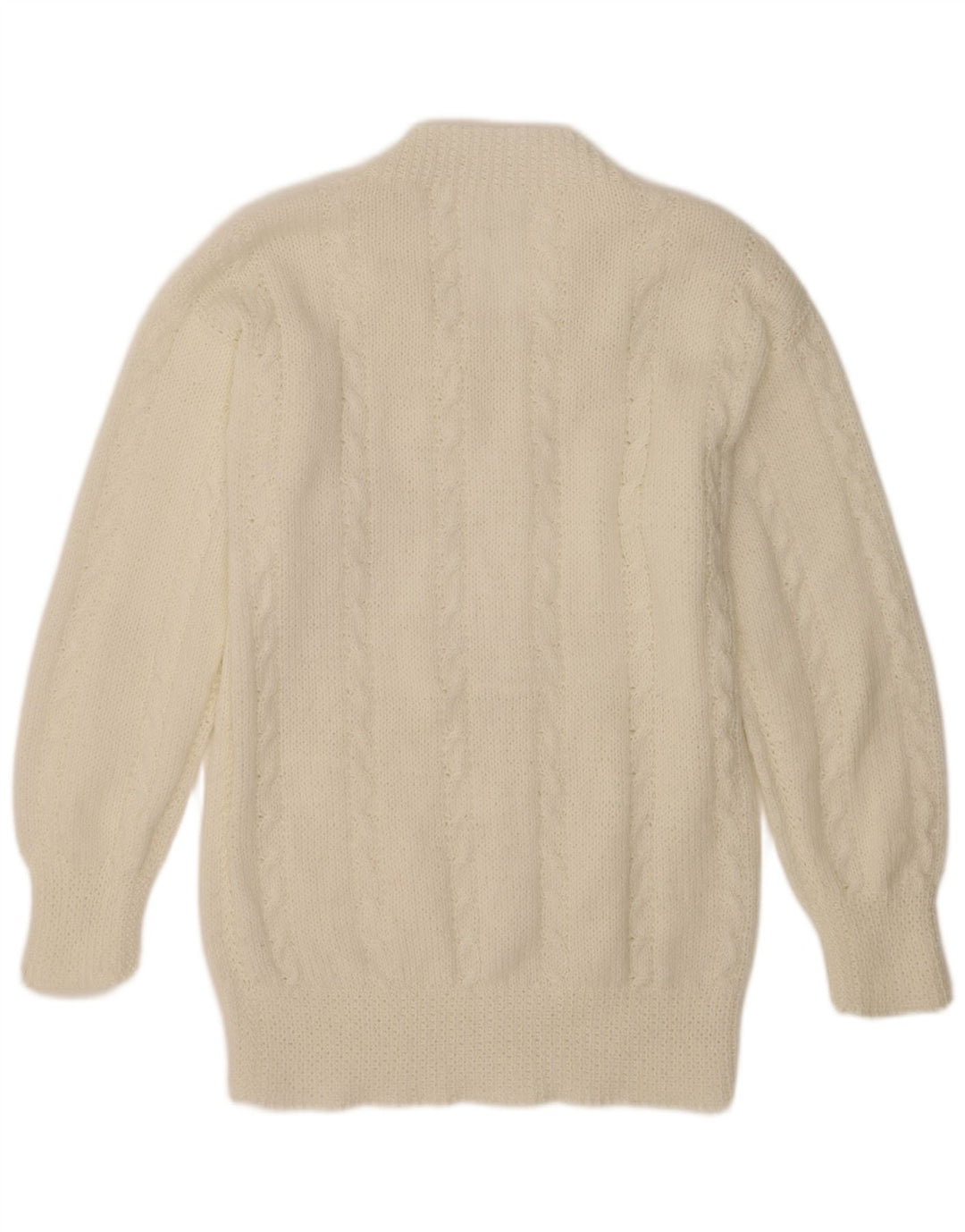 VINTAGE Womens V-Neck Jumper Sweater UK 14 Medium Off White