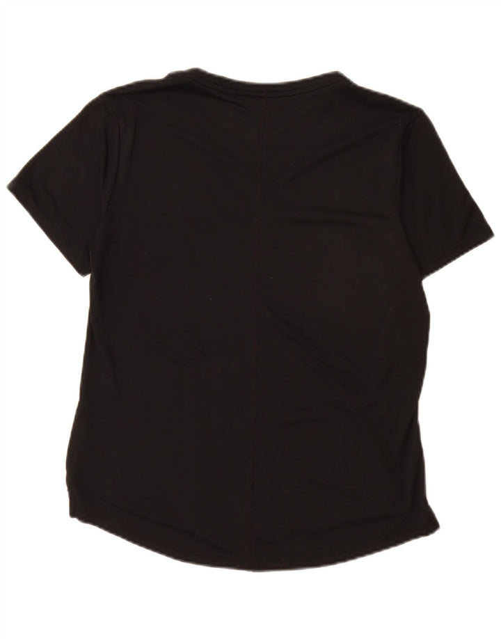 Nike Dame Dri Fit T-Shirt Top UK 10 Small Black Polyester