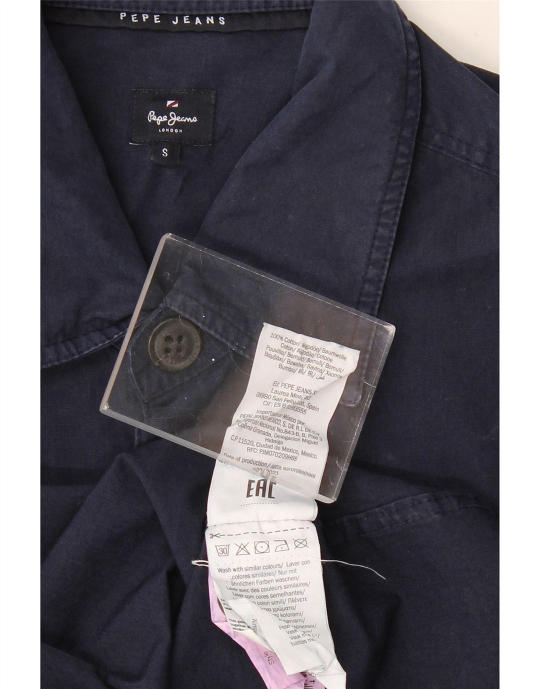 PEPE JEANS Herre grafisk skjorte lille marineblå bomuld