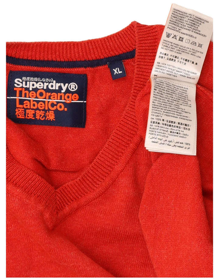 Superdry Herre V-hals sweater XL rød bomuld