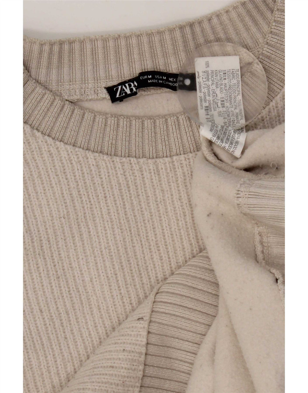Zara Dame sweater med rund hals DK 14 Medium Off White Polyester