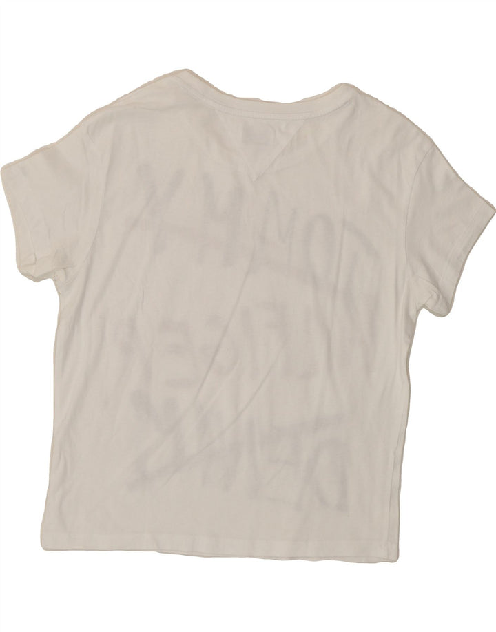 TOMMY HILFIGER Womens Graphic T-Shirt Top UK 10 Small White Vintage Tommy Hilfiger and Second-Hand Tommy Hilfiger from Messina Hembry 