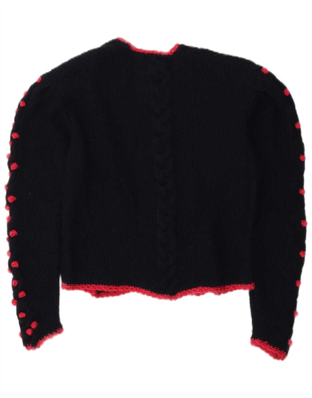 Vintage Dame Crop Cardigan Sweater UK 14 Medium Navy Blue