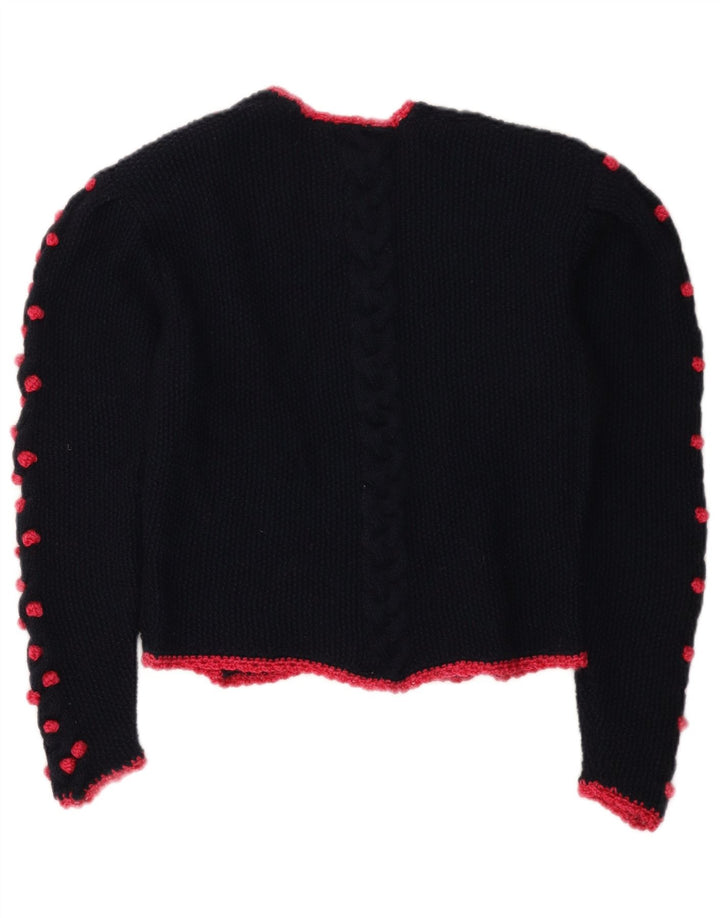 Vintage Dame Crop Cardigan Sweater UK 14 Medium Navy Blue