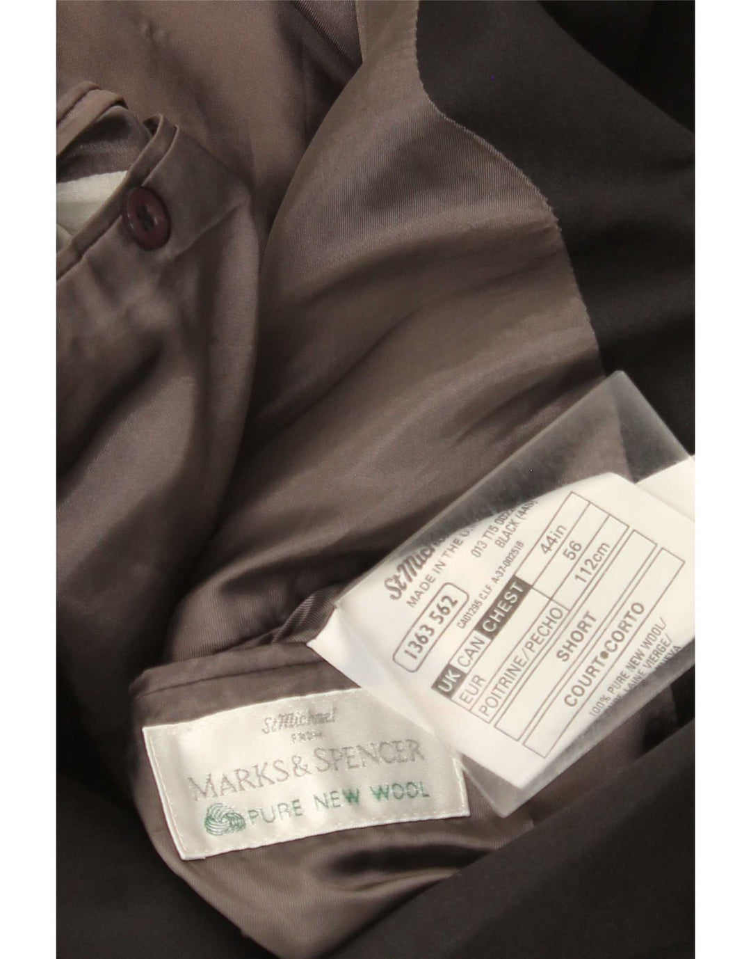 Marks & Spencer Herre Double Breasted Blazer Jacket UK 44 XL Black New Wool