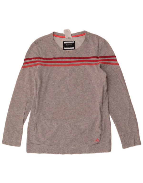 Adidas Dame Sweatshirt Jumper UK 12/14 Medium Grey Flecked Bomuld