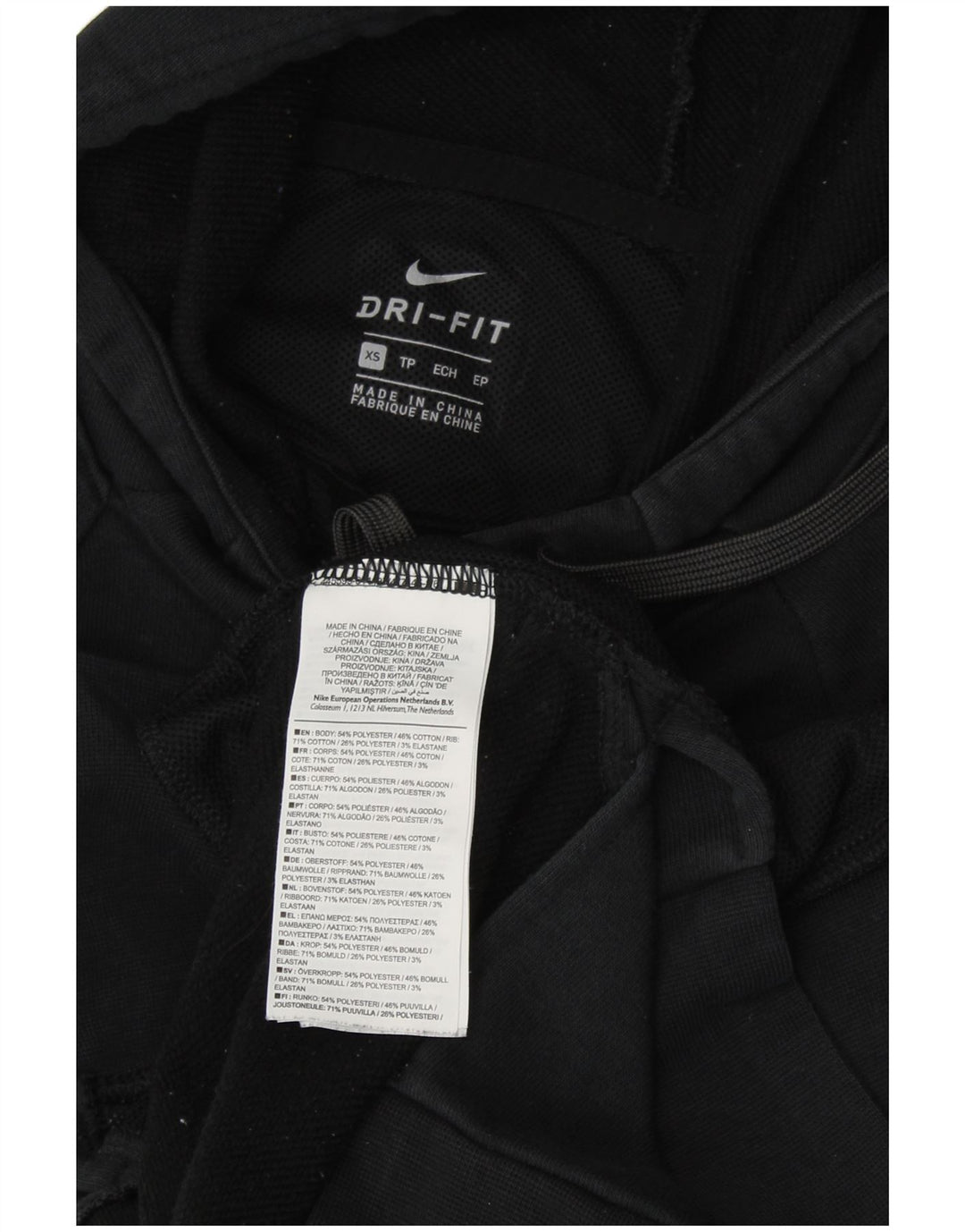 NIKE Dri Fit oversized hættetrøjetrøje til kvinder UK 6 XS Sort bomuld