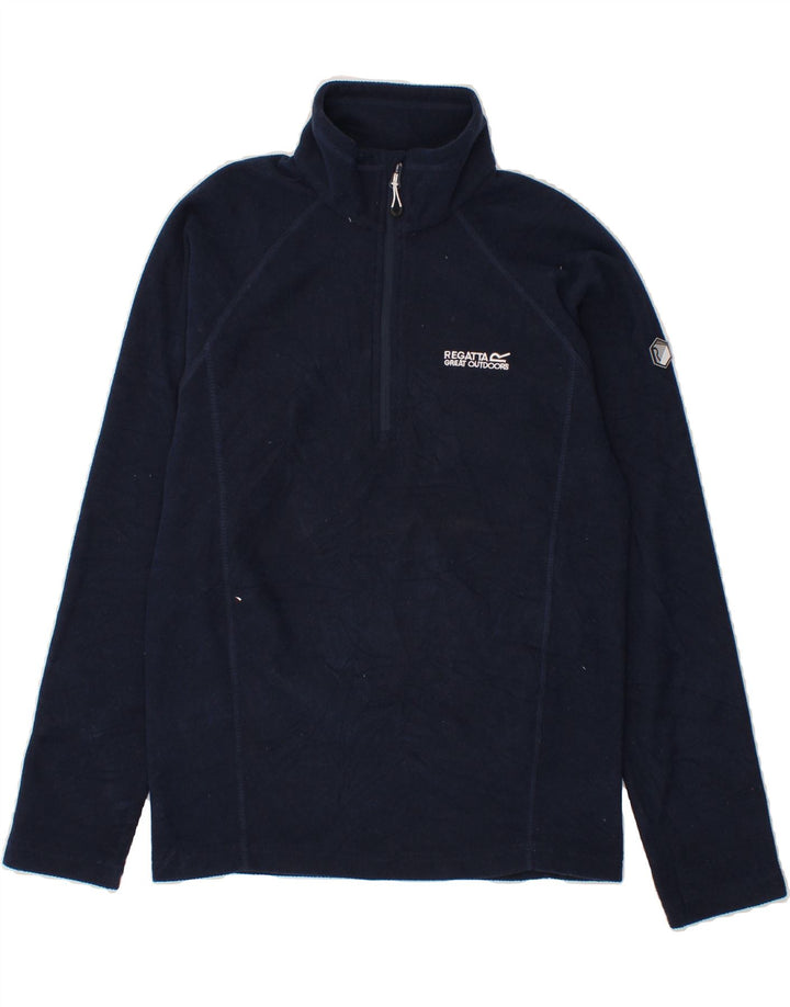 REGATTA Mens Zip Neck Fleece Jumper Small Navy Blue Polyester Vintage Regatta and Second-Hand Regatta from Messina Hembry 