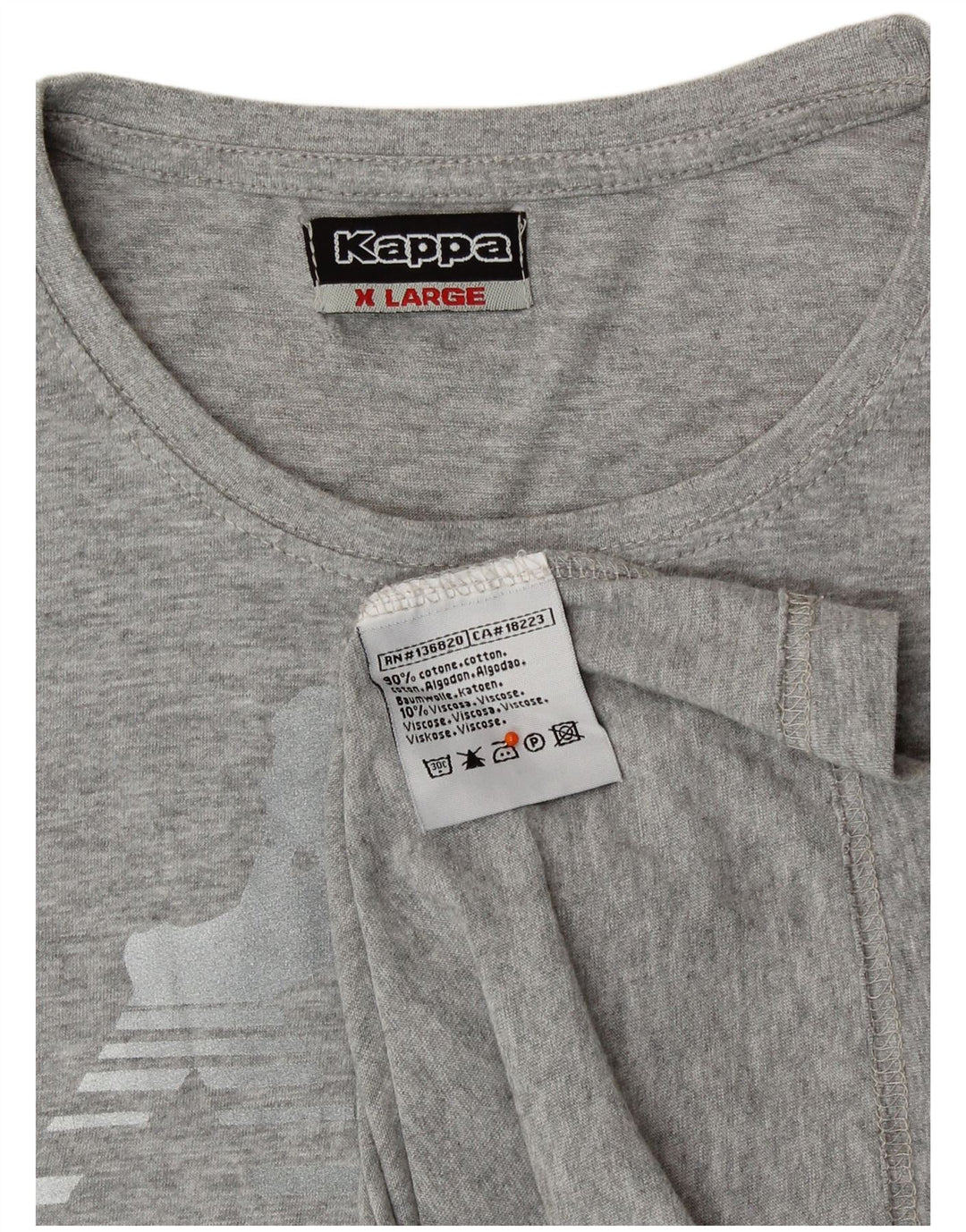 KAPPA Grafisk T-shirt top til kvinder UK 18 XL Grå bomuld