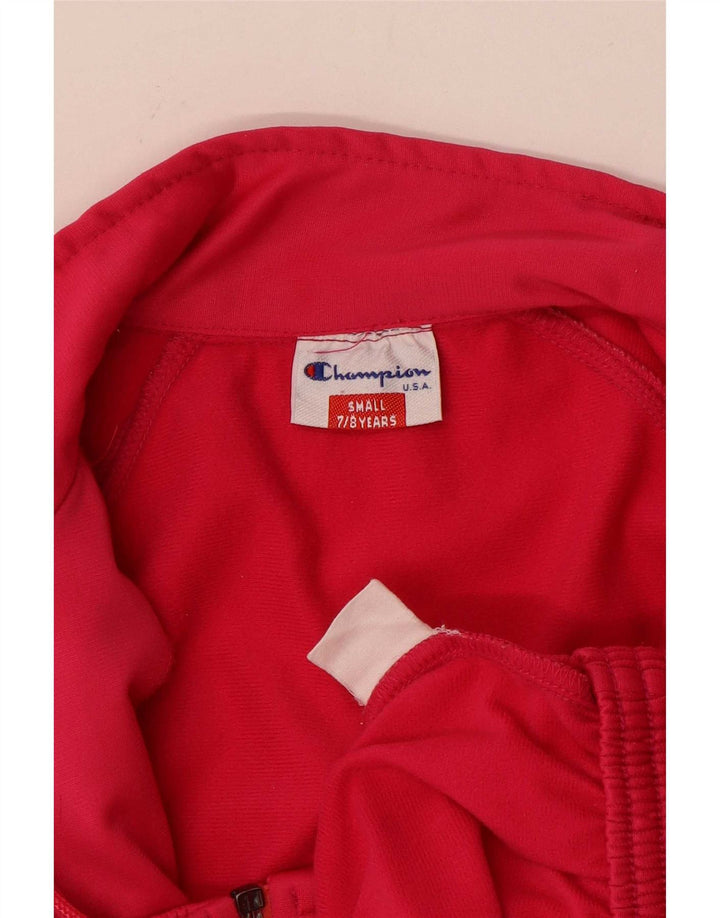 Champion Girls Graphic Tracksuit Top Jacket 7-8 Years Small Pink