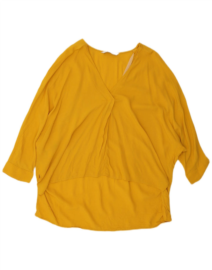Zara Dame 3/4 ærmet oversize bluse Top UK 14 Medium Gul