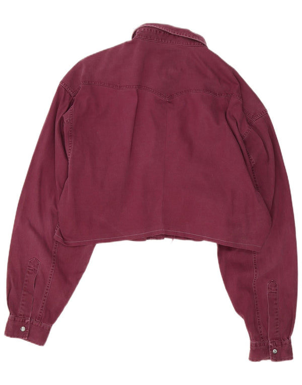 Levi's Womens Crop Denim Jacket UK 18 XL Burgundy Cotton