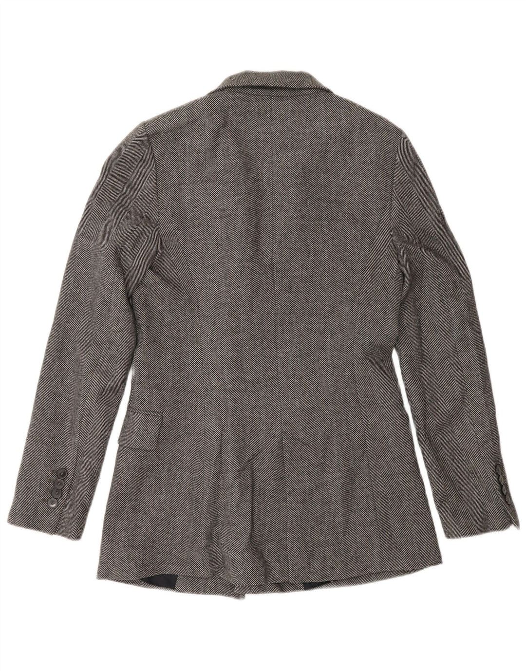 Zara Dame Dobbeltradet Blazer Jacket UK 10 Small Grey Herringbone