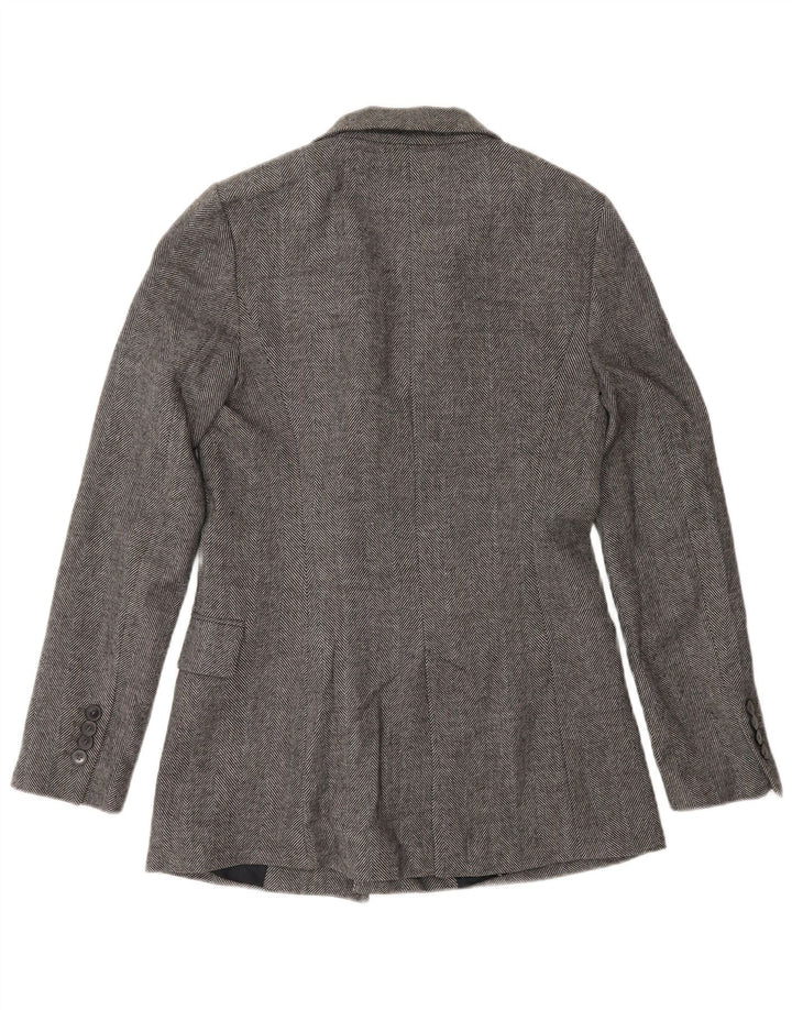 Zara Dame Dobbeltradet Blazer Jacket UK 10 Small Grey Herringbone