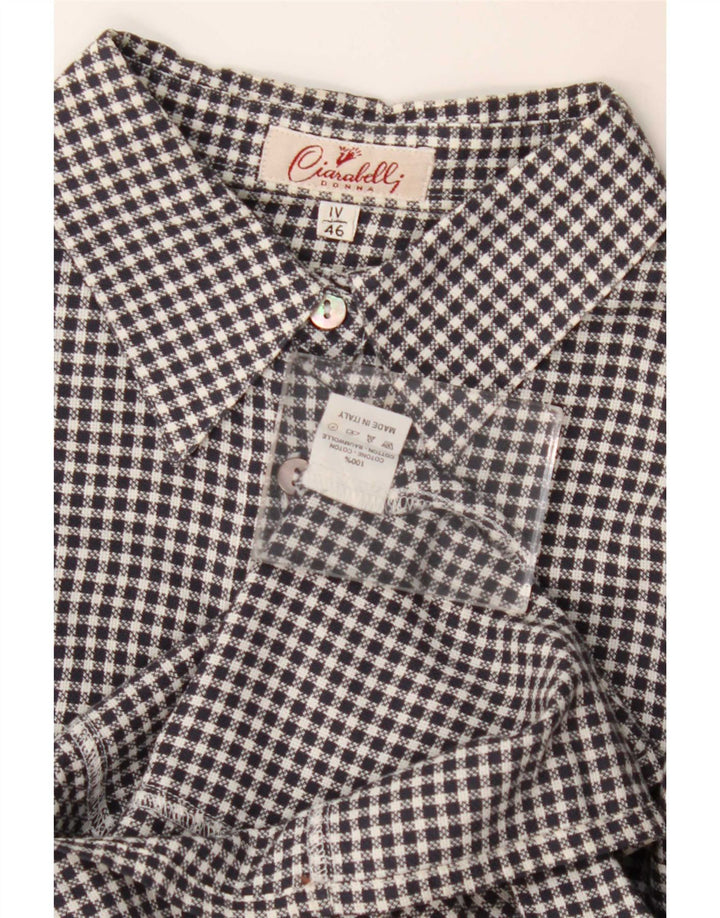 Vintage dameskjorte IT 46 Large Black Gingham Cotton