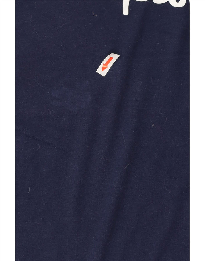 CHAMPION Dame grafisk T-shirt Top UK 12 Medium Navy Blue