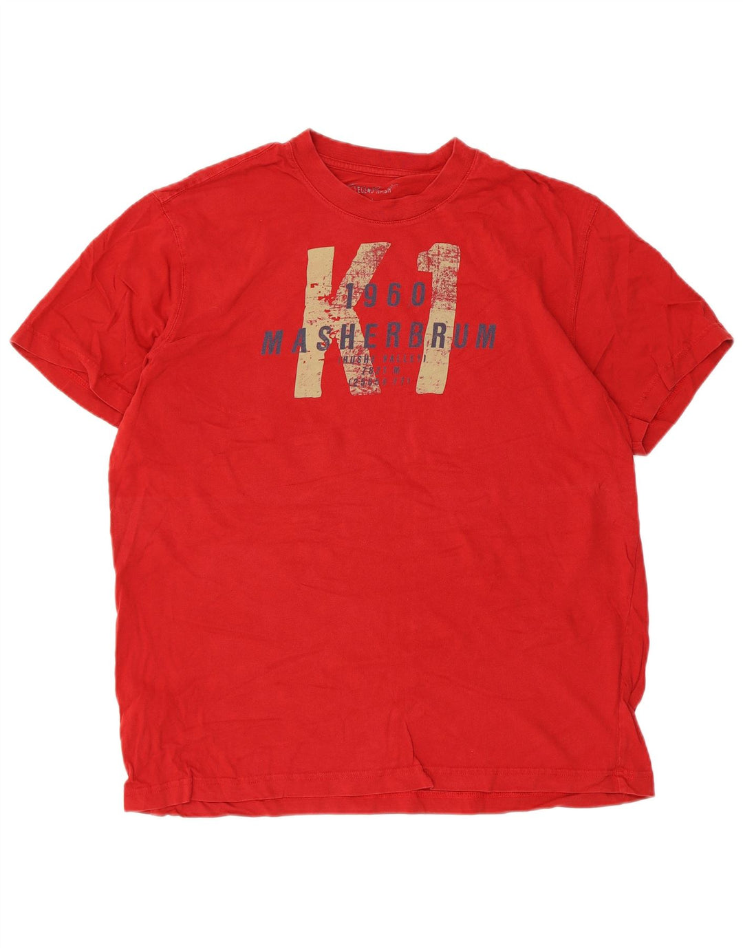 EDDIE BAUER Herre grafisk T-shirt Top Stor rød bomuld