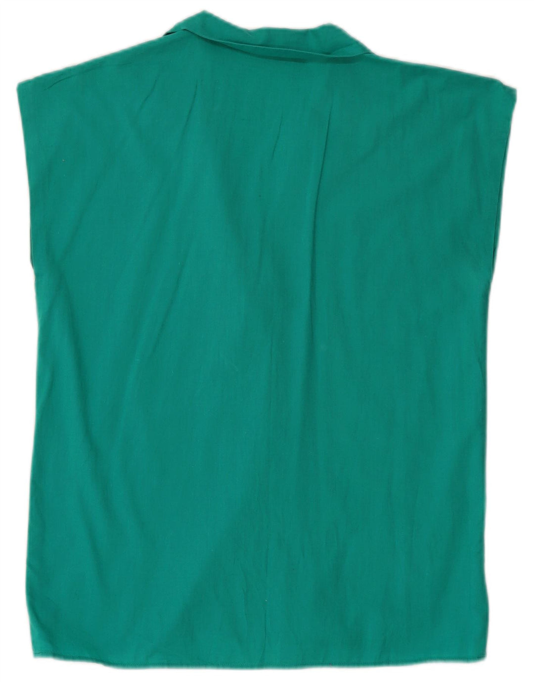 VINTAGE ærmeløs skjortebluse til kvinder UK 12 Medium Turkis