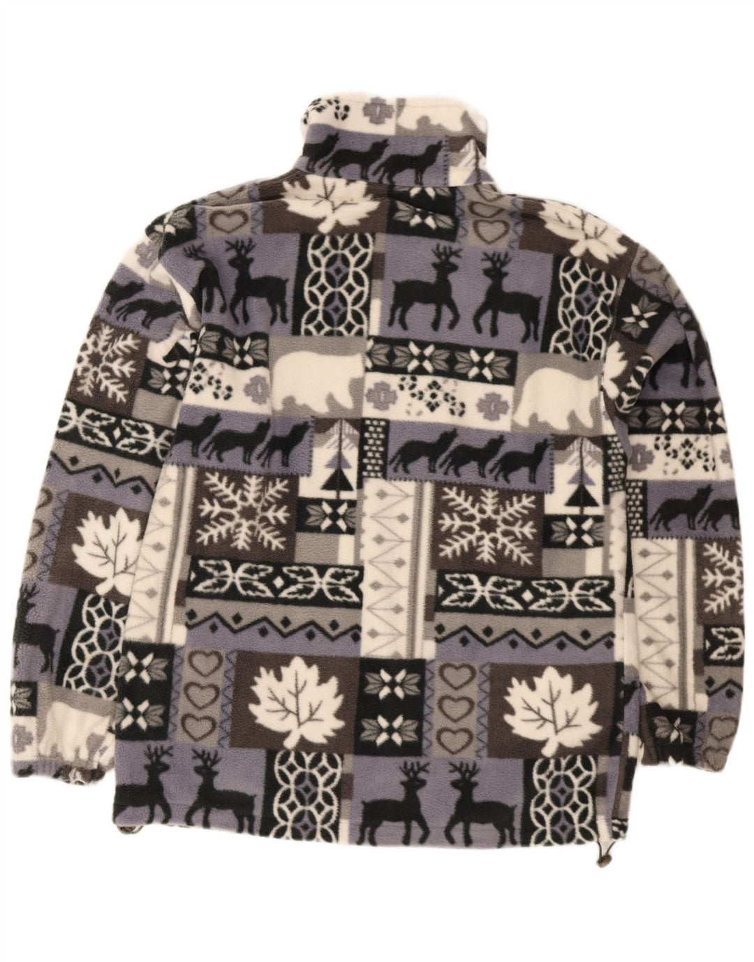 Vintage fleecejakke til mænd UK 40 Large Grey Fair Isle Polyester