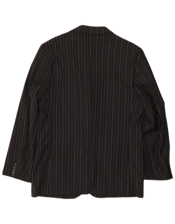 Peter & Sons Herre 3-knaps blazerjakke IT 54 2XL Sort Stribet Uld