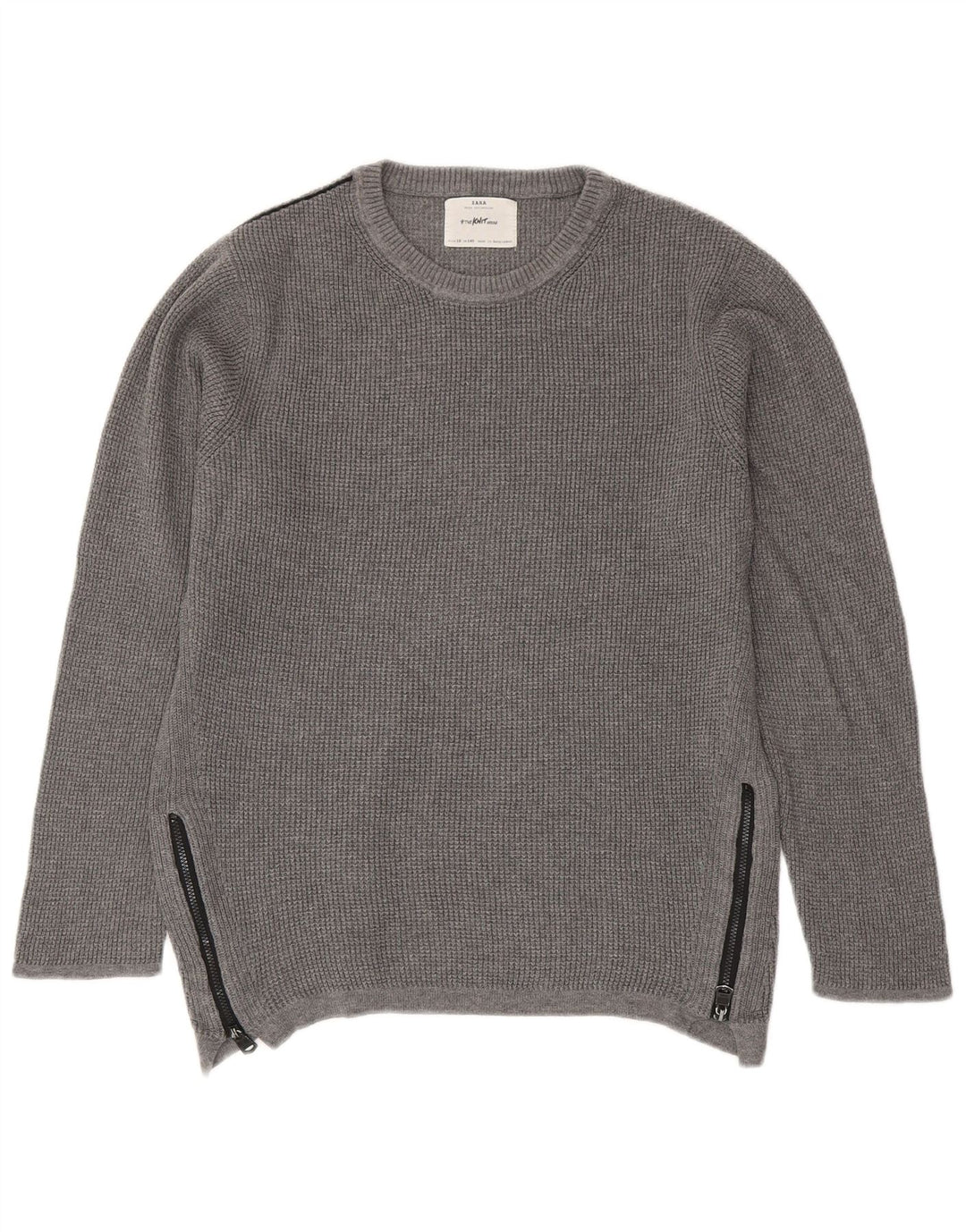 Zara drenge sweater med rund hals 9-10 år grå bomuld