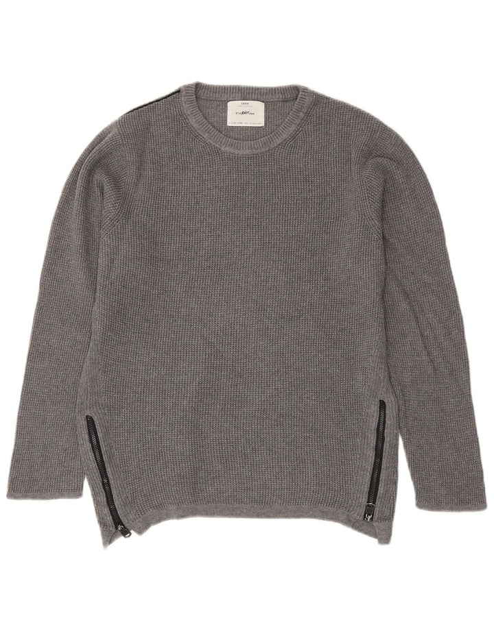 Zara drenge sweater med rund hals 9-10 år grå bomuld