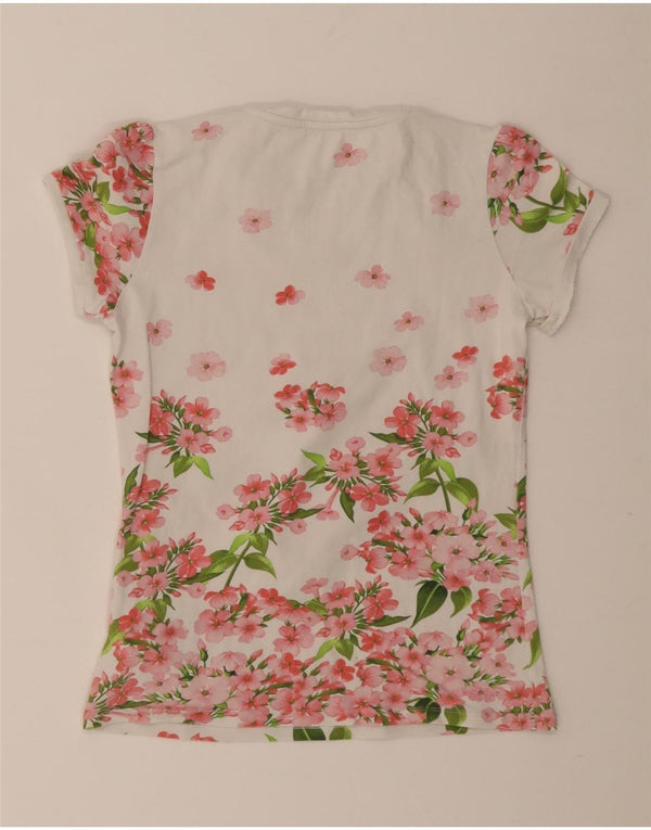Moncler piger grafisk t-shirt top 11-12 år hvid blomster bomuld
