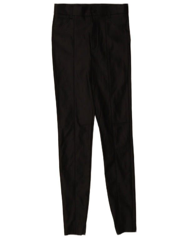 Zara Dame Skinny imiteret læderbukser Små W26 L29 sort polyester