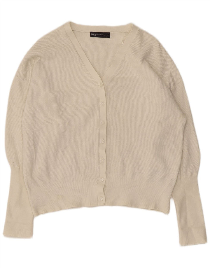 Marks & Spencer Dame Cardigan Sweater UK 14 Medium Beige Viscose