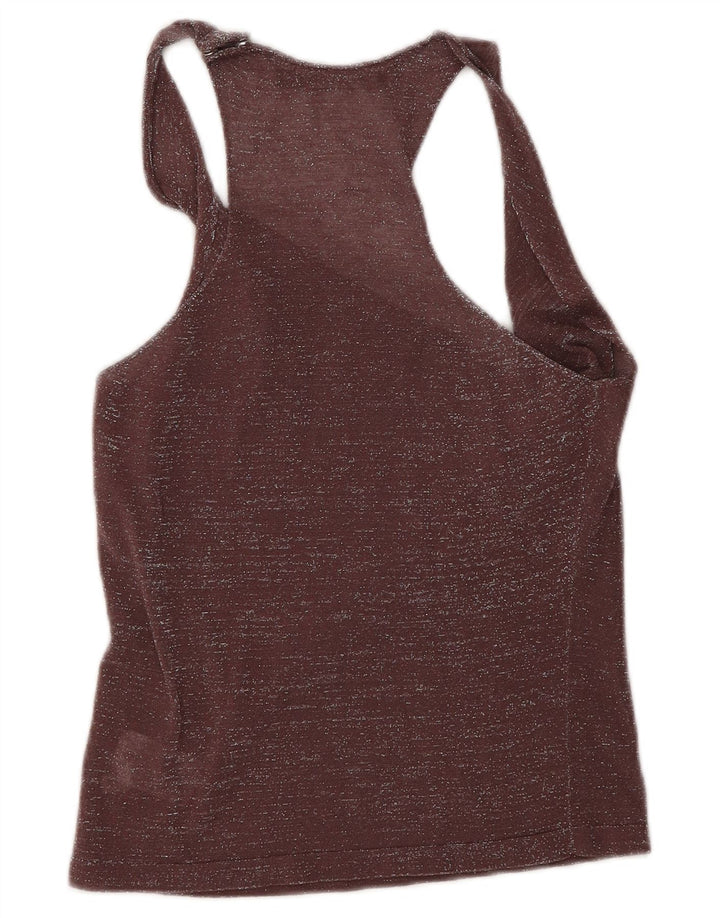 Liu Jo Womens Crop Vest Top IT 40 Small Brown Flecked Bomuld