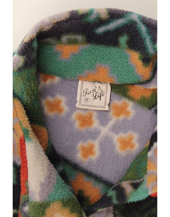 Vintage dame fleecejakke UK 14 Medium Flerfarvet Geometrisk