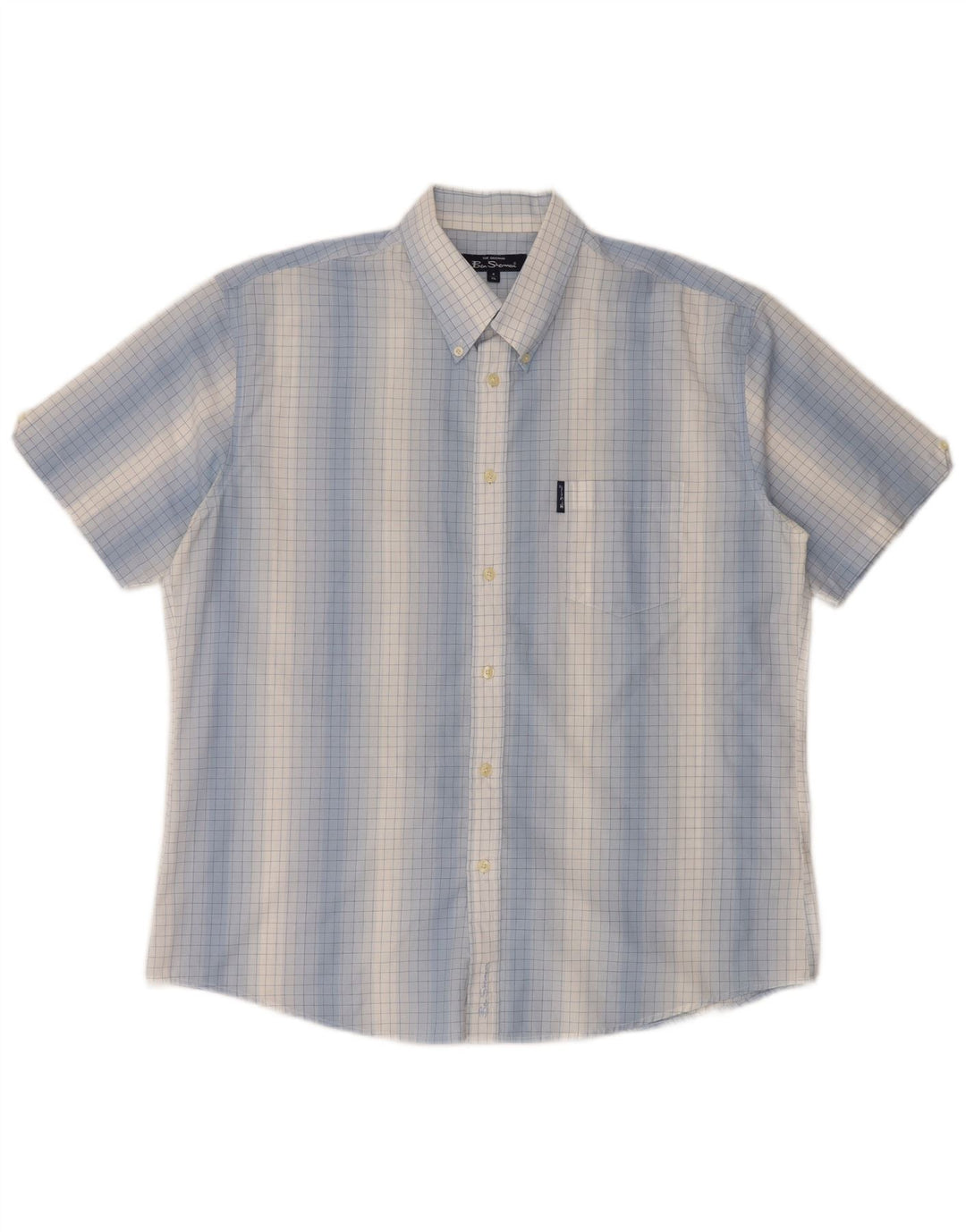 Ben Sherman Kortærmet Herreskjorte 4XL Blå Gingham Bomuld