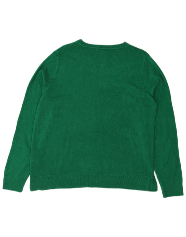 Marks & Spencer Dame sweater med rund hals DK 16 Stor grøn akryl