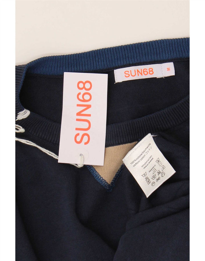 Sun68 Herre Crew Neck Jumper Sweater Medium Navy Blue Bomuld