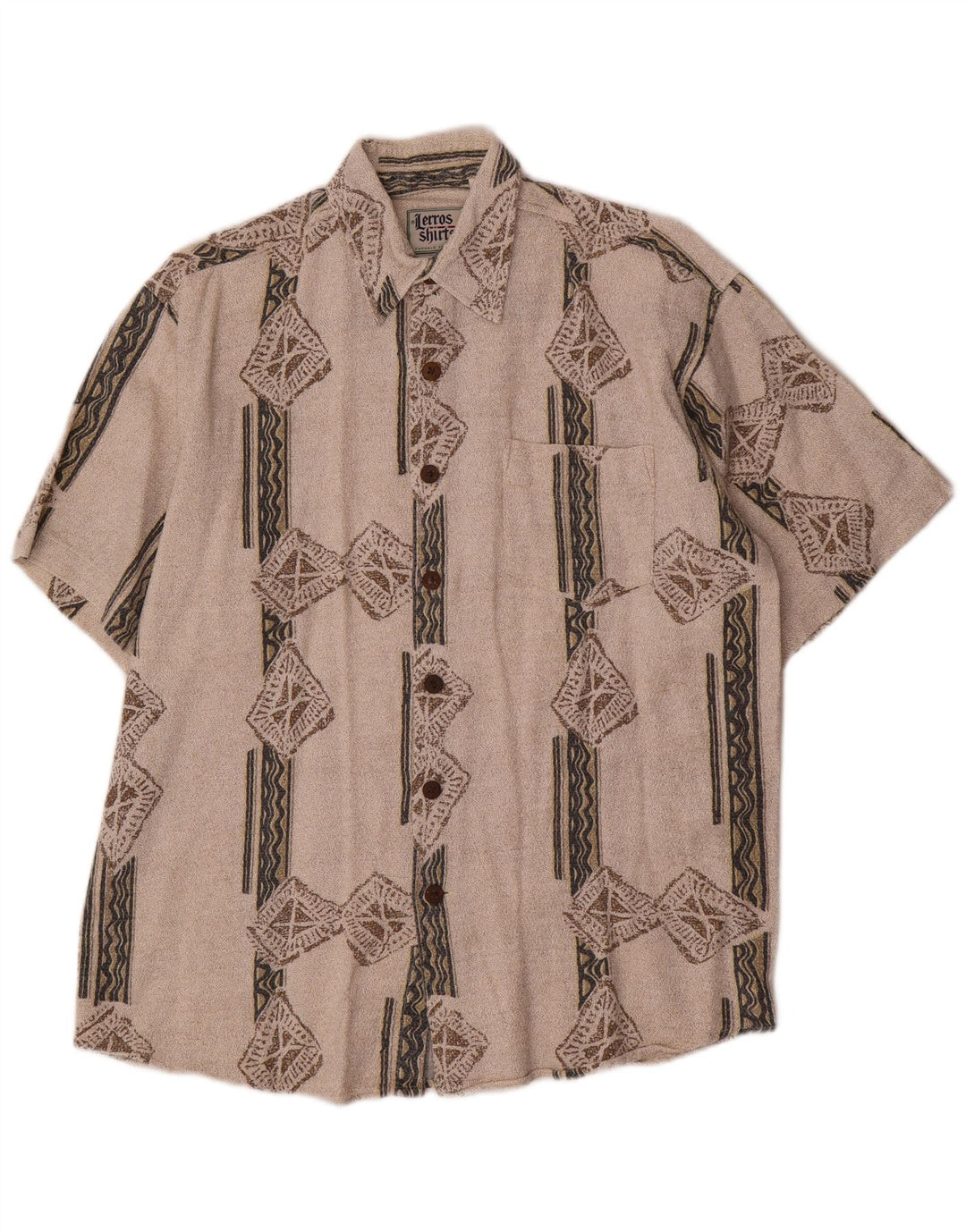 Lerros Kortærmet Herreskjorte Medium Beige Geometrisk Bomuld