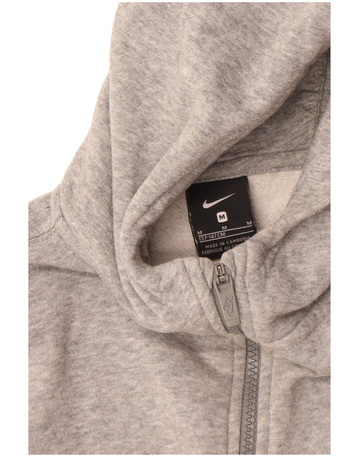 NIKE hættetrøje med lynlås til drenge 10-11 år mellemgrå bomuld