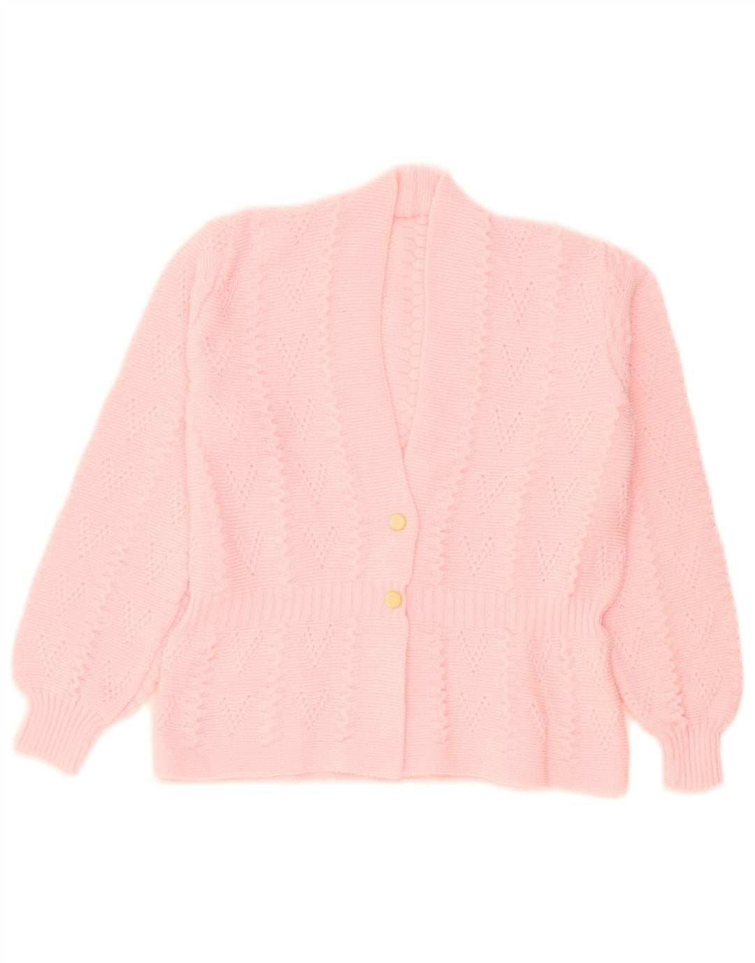 Vintage dame cardigan sweater UK 14 Medium Pink Akryl
