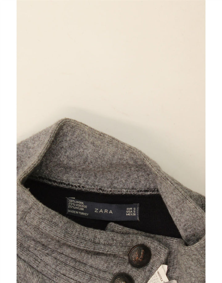 Zara Dame Dobbeltradet Blazer Jacket UK 10 Small Grey Uld