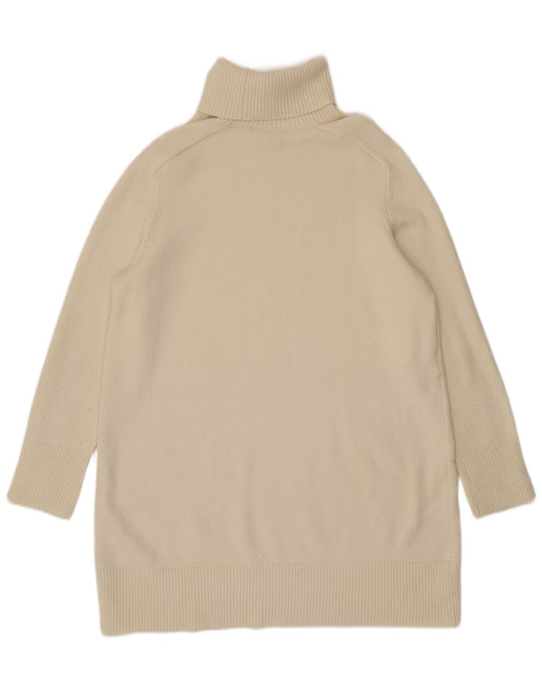 Zara Dame Roll Neck Jumper Sweater UK 16 Large Beige Viscose