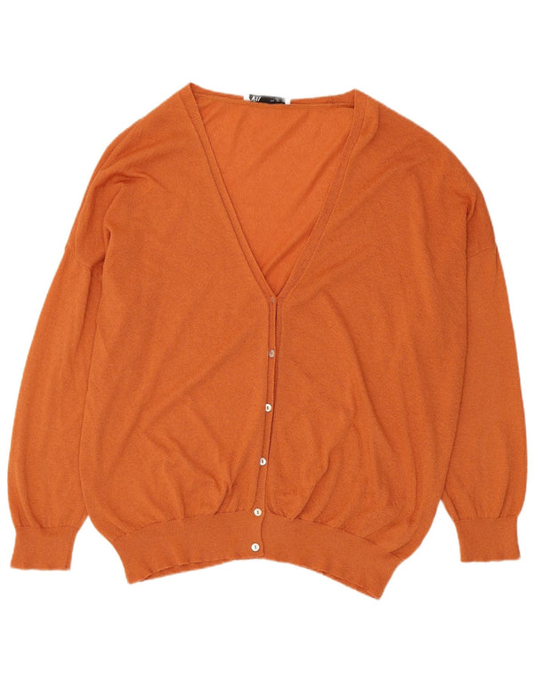 Zara Womens Oversized Cardigan Sweater UK 16 Large Orange Acryl