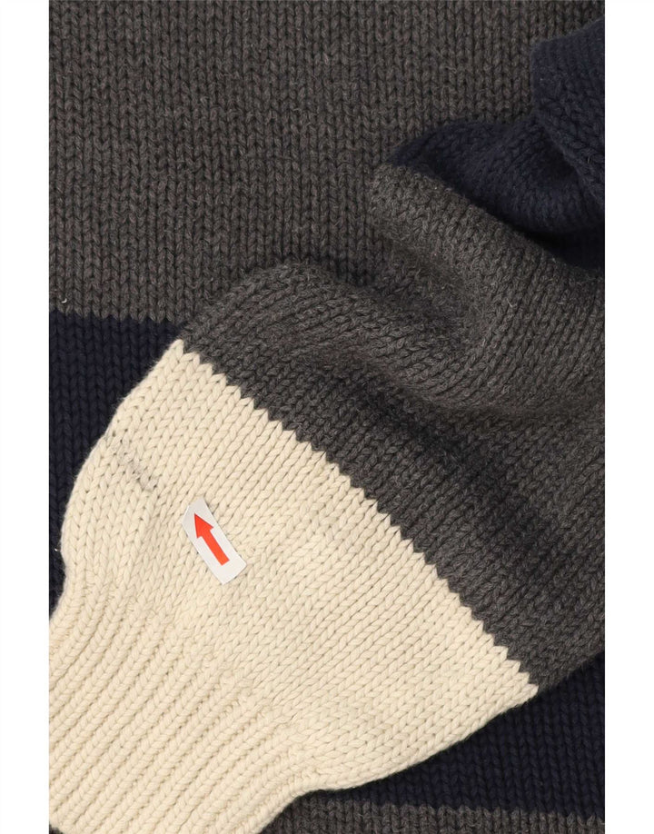 Nautica Herre Turtle Neck Jumper Sweater Stor Grå Colourblock Bomuld