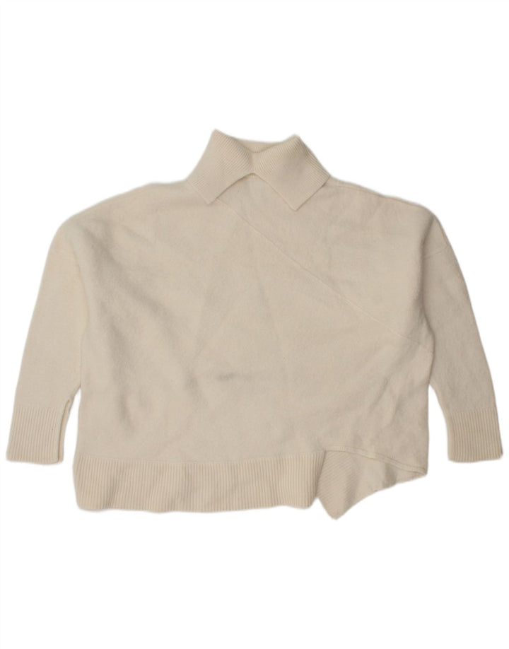 Cos Dame Oversized Roll Neck Jumper Sweater UK 14 Medium White Wool