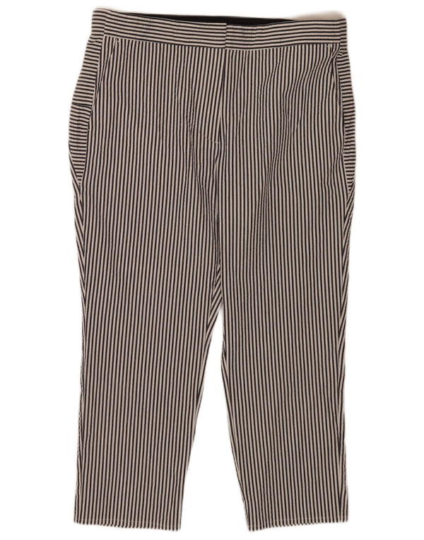 Zara Dame Slim Cropped Trousers 2XL W34 L24 Blå Stribet