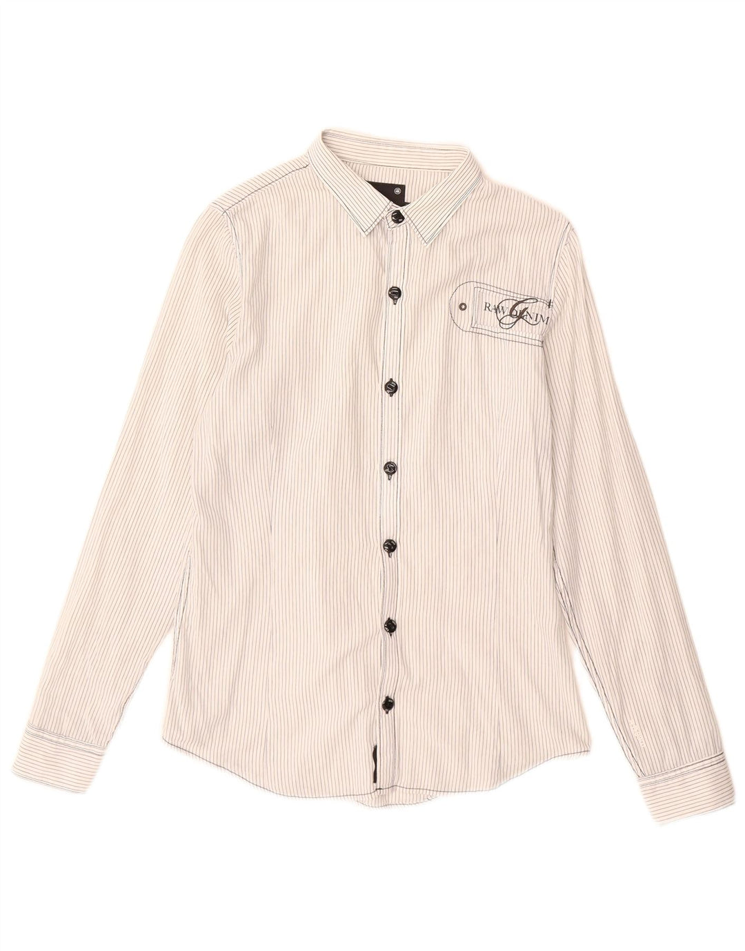 G-Star grafisk skjorte til kvinder UK 14 Medium hvid nålestribet bomuld