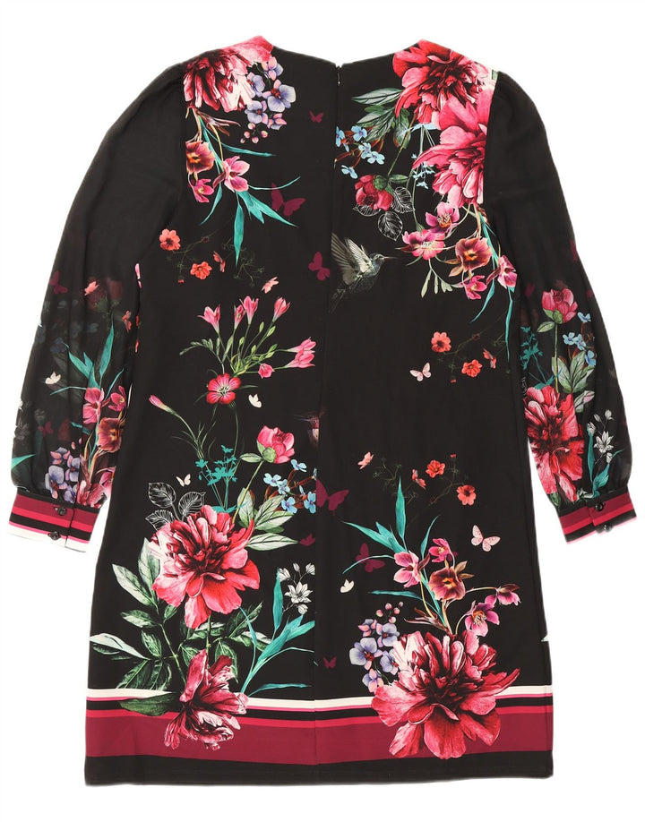 Næste Dame Langærmet Skift Kjole UK 14 Large Black Floral Polyester