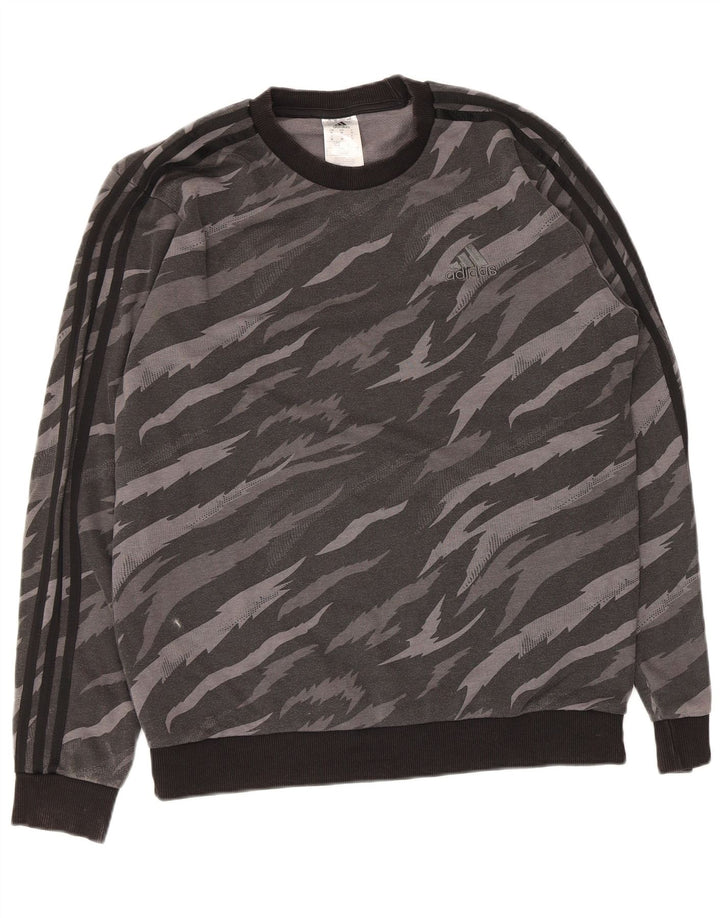 Adidas Herre Sweatshirt Jumper Medium Grey Animal Print Bomuld