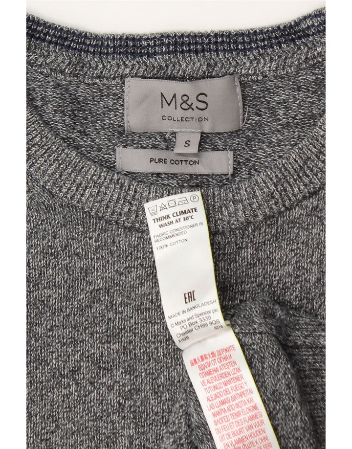 Marks & Spencer Herre sweater med rund hals, lille grå flækket bomuld