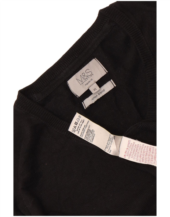 Marks & Spencer Herre Regular Fit V-hals sweater XL sort bomuld
