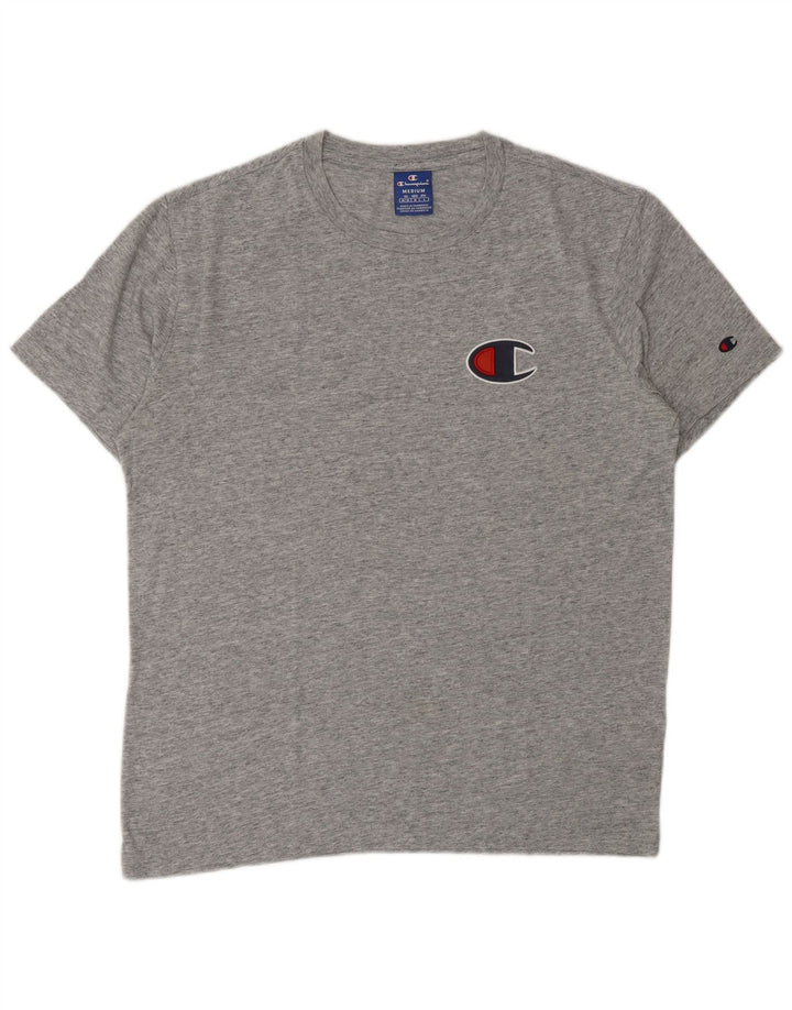 CHAMPION Herre grafisk T-shirt top mellemgrå flækket bomuld